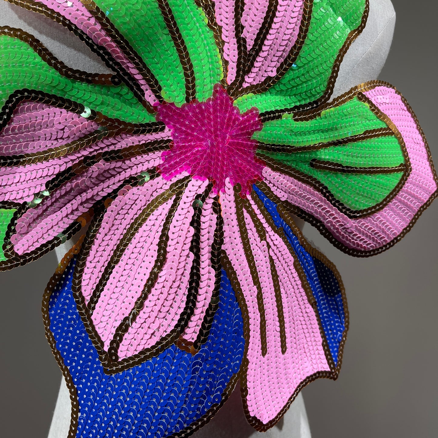 Extra Large Sequin Flower Patch | Pink, Blue, Green, Gold Sequin | Floral Applique