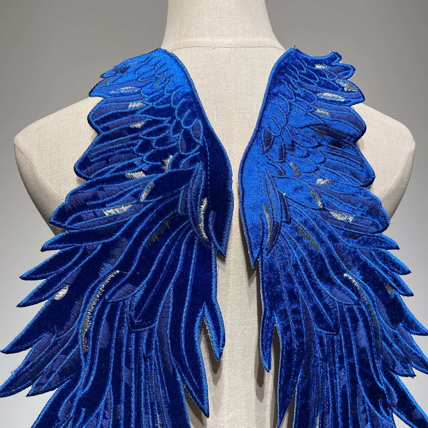Large Blue Angel Wings Sew On Patch | Heavenly Embroidered Applique for DIY Projects