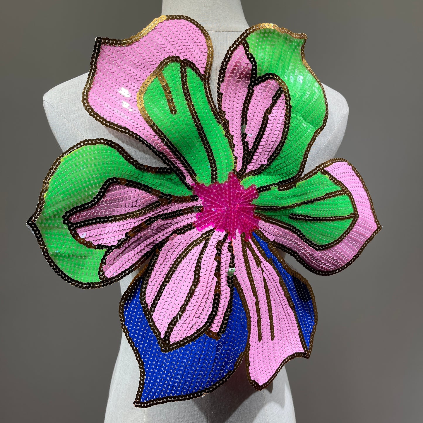 Extra Large Sequin Flower Patch | Pink, Blue, Green, Gold Sequin | Floral Applique