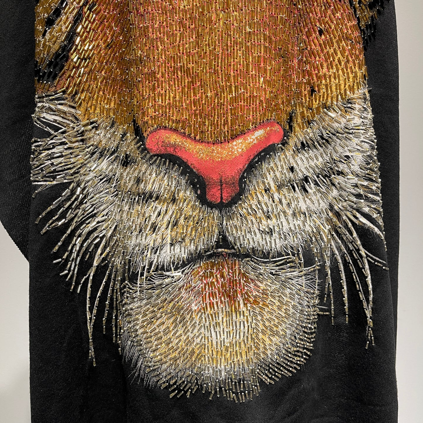 Regal Lion Face Embroidered Patch - Extra Large Artistic Embellishment on French Terry