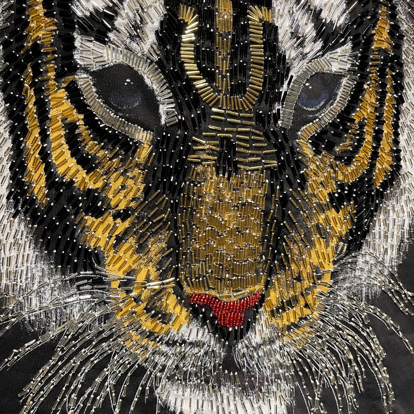Luxury White Tiger Beaded Patch for Statement Fashioh