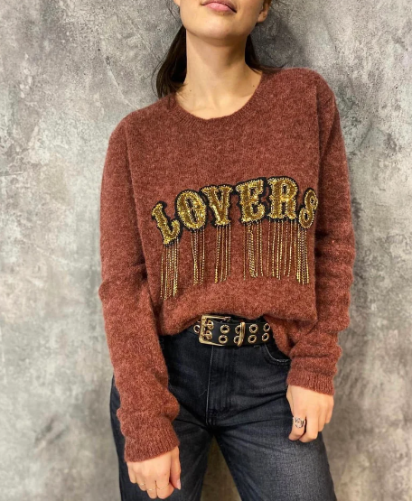 Gold Sequin LOVERS Letter Patch | Handmade Rhinestone Accents & Tassels