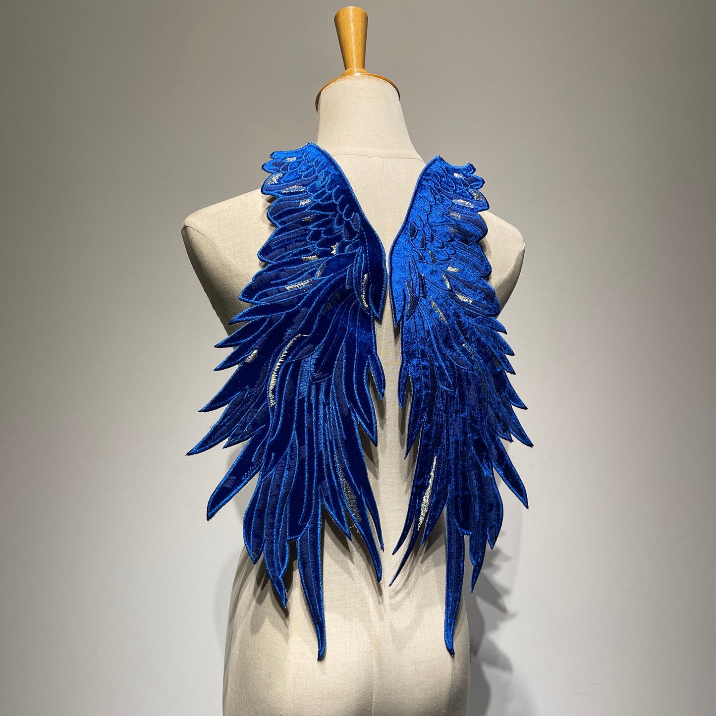 Large Blue Angel Wings Sew On Patch | Heavenly Embroidered Applique for DIY Projects