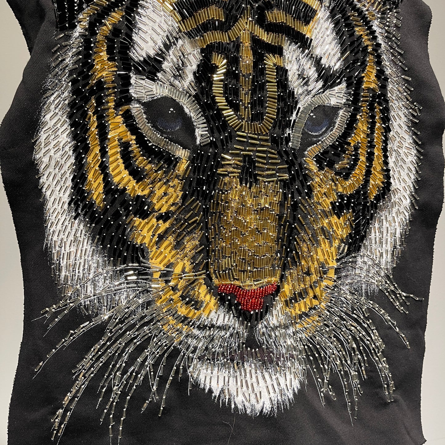 Luxury White Tiger Beaded Patch for Statement Fashioh
