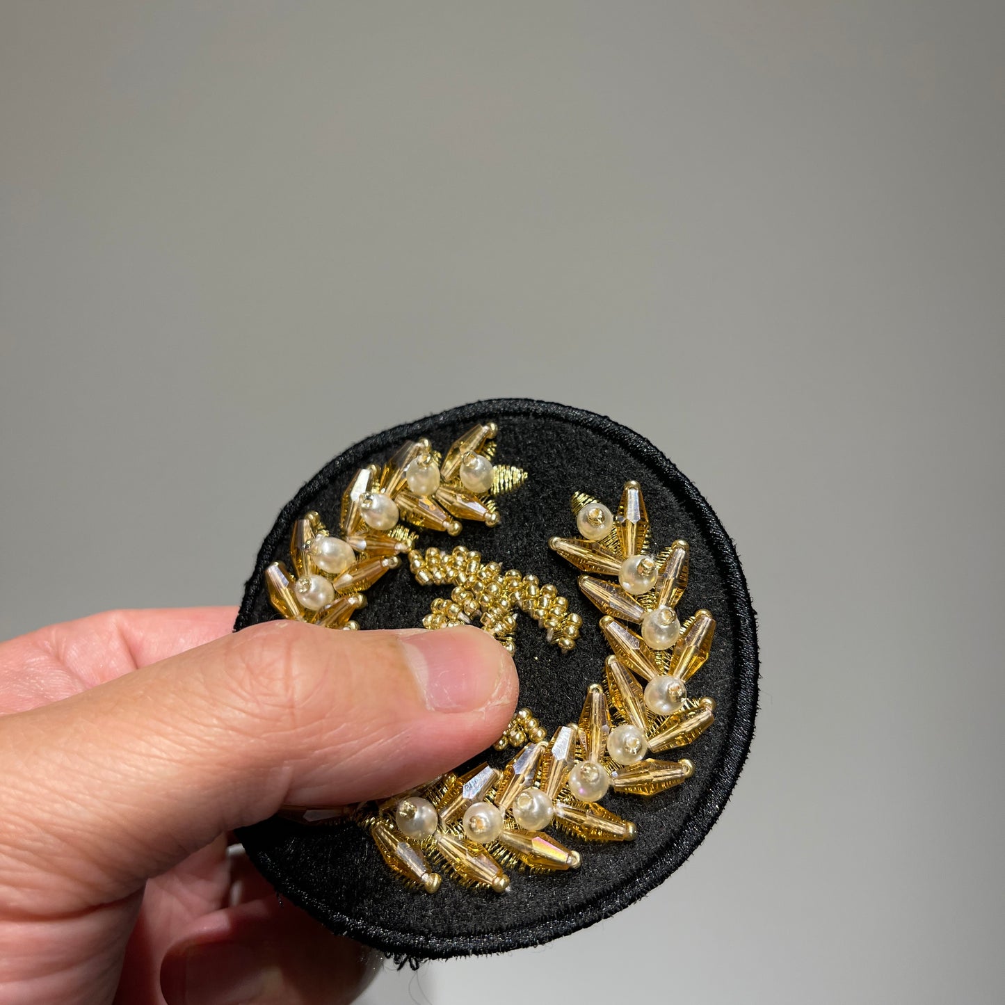 Gold Beaded Designer Circle Patch | Luxury Inspired Embellishment