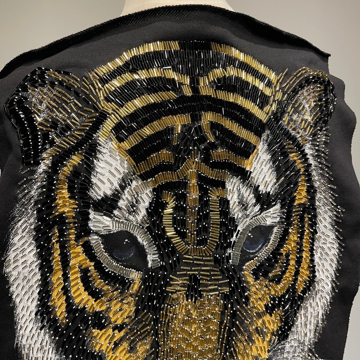 Luxury White Tiger Beaded Patch for Statement Fashioh