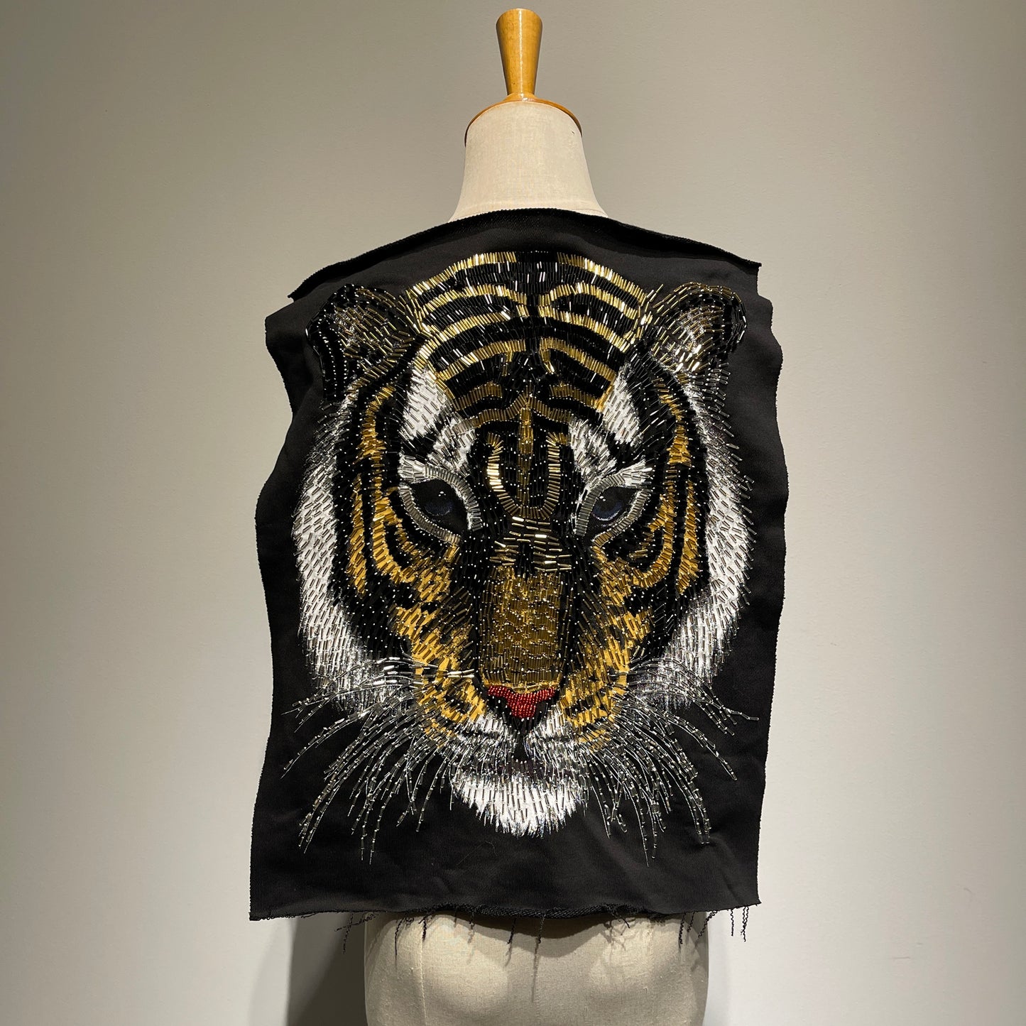 Luxury White Tiger Beaded Patch for Statement Fashioh