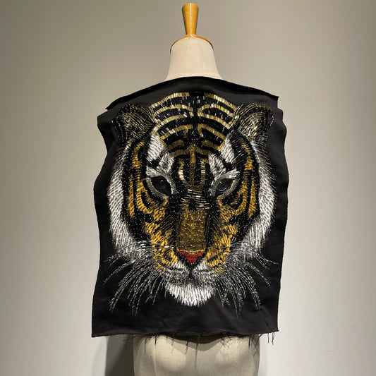Luxury White Tiger Beaded Patch for Statement Fashioh