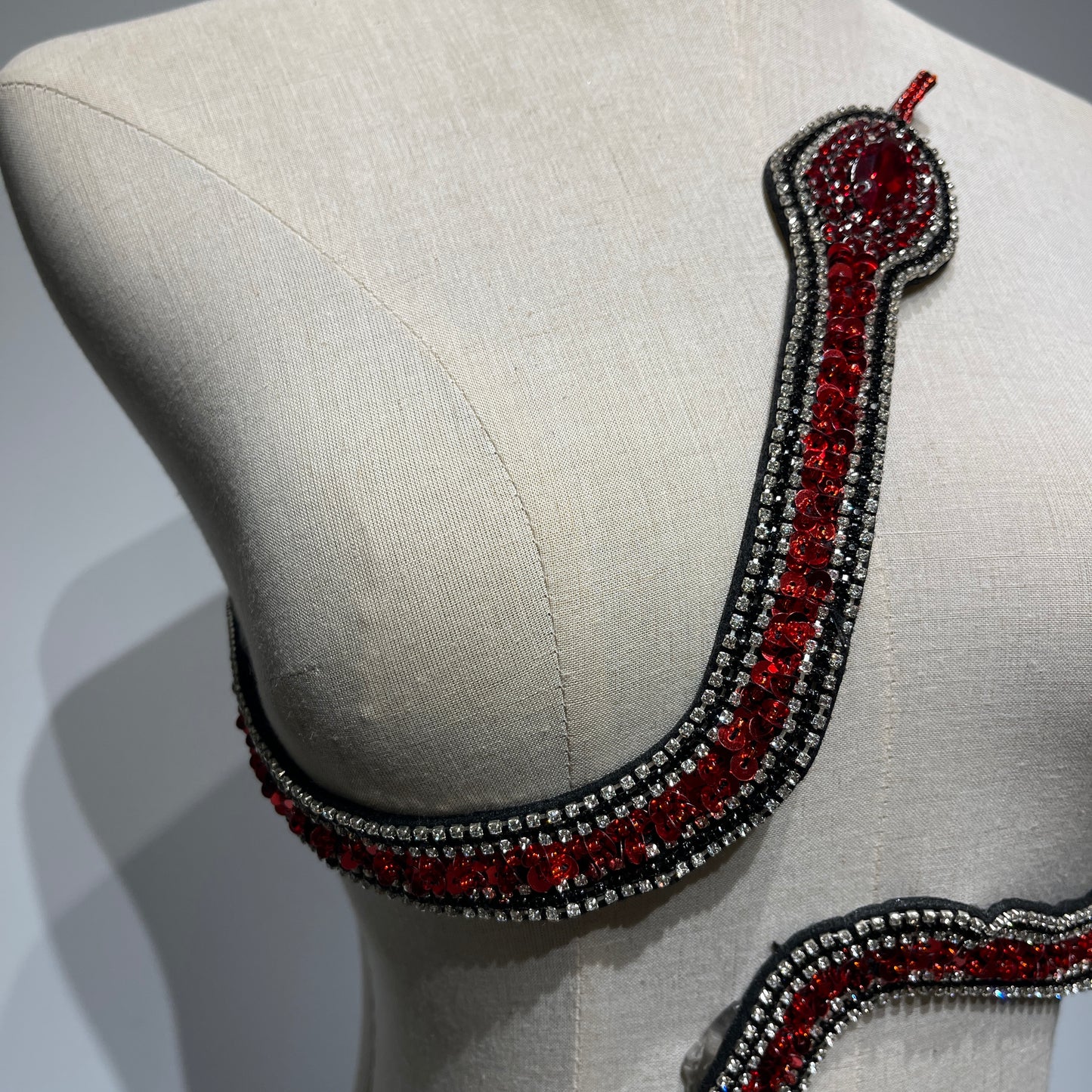 Patch con strass rosso scintillante e paillettes Snake-Perfetto per un outfit di reputazione