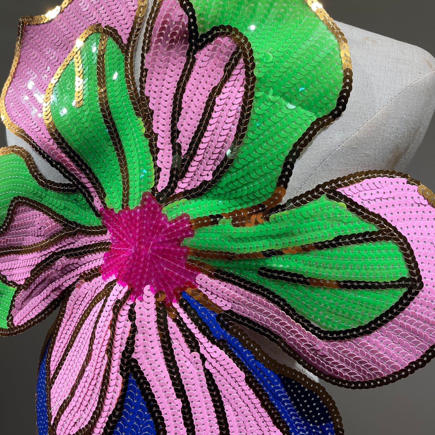 Extra Large Sequin Flower Patch | Pink, Blue, Green, Gold Sequin | Floral Applique