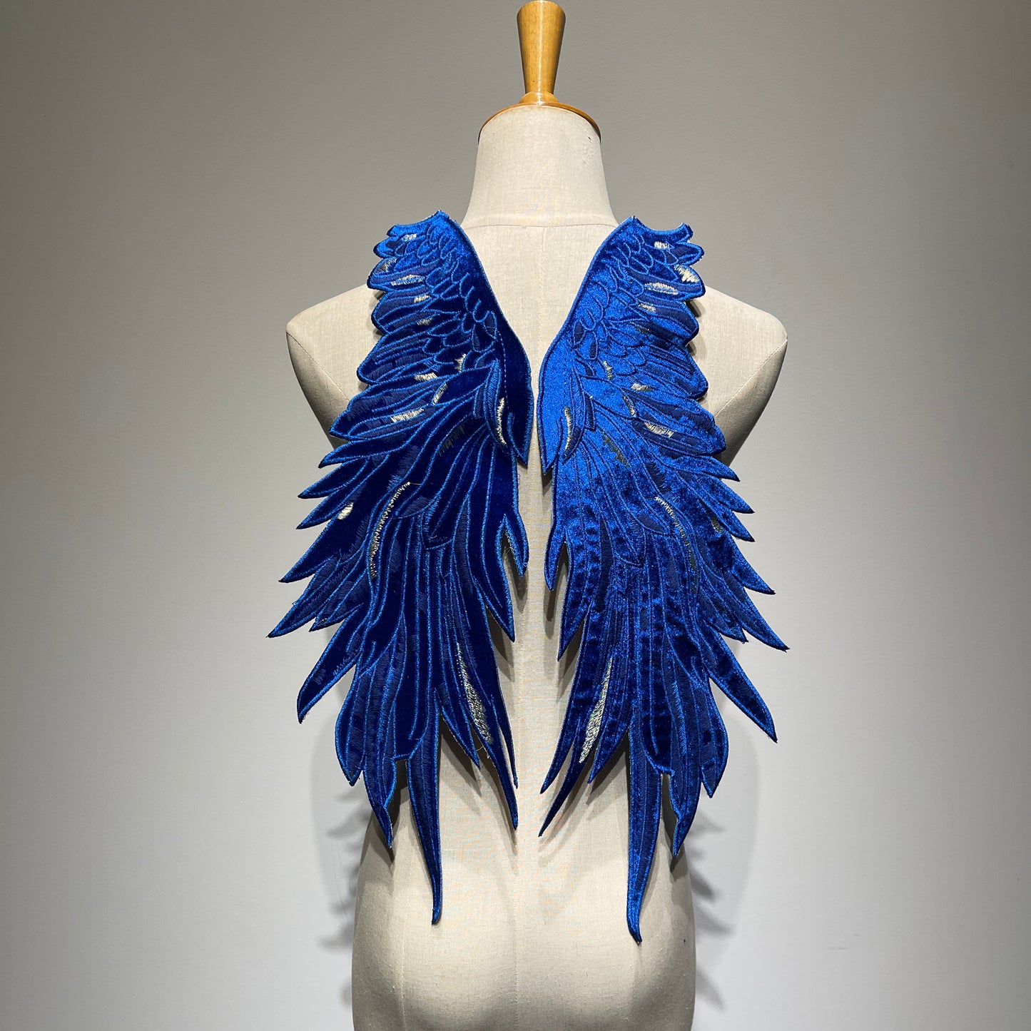 Large Blue Angel Wings Sew On Patch | Heavenly Embroidered Applique for DIY Projects
