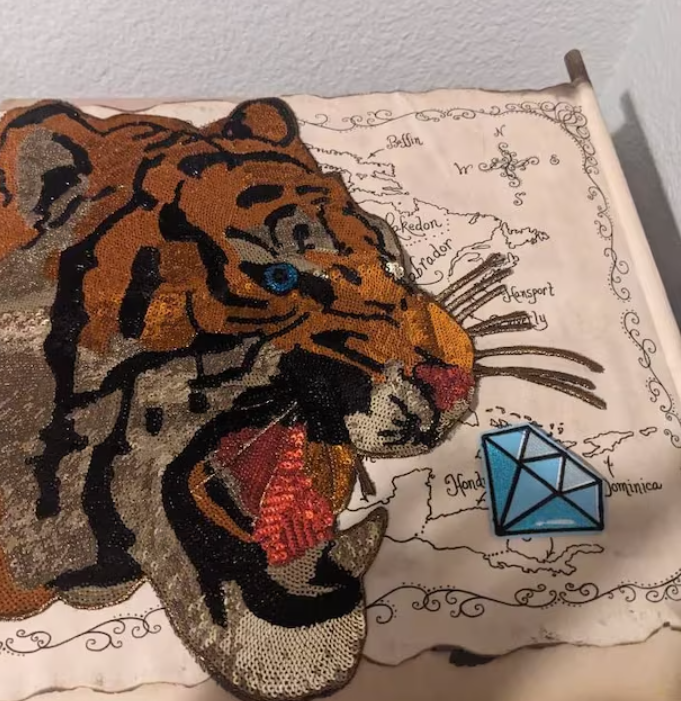 Sparkling Sequin Tiger Head Sew-on Patch