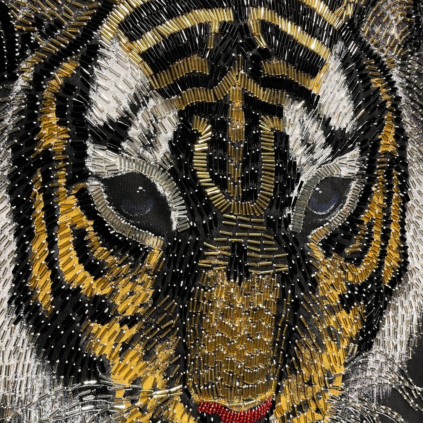 Luxury White Tiger Beaded Patch for Statement Fashioh