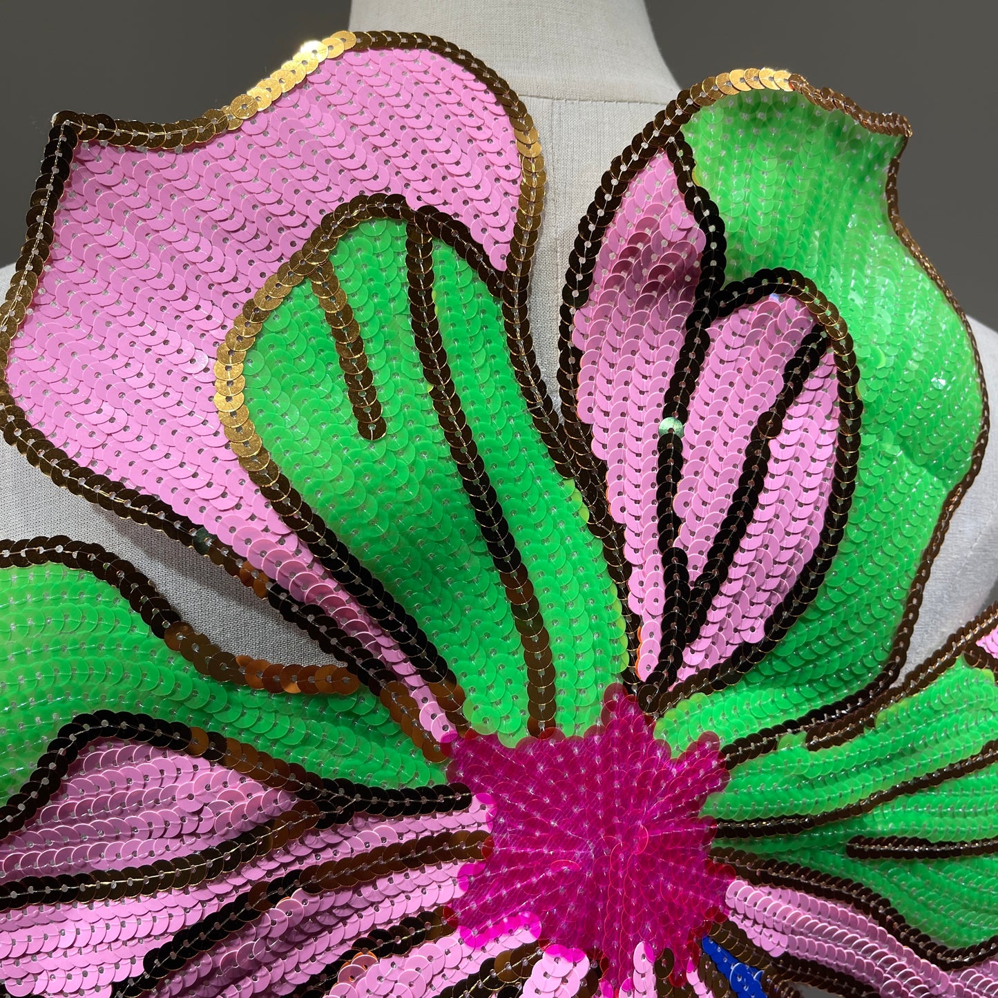 Extra Large Sequin Flower Patch | Pink, Blue, Green, Gold Sequin | Floral Applique