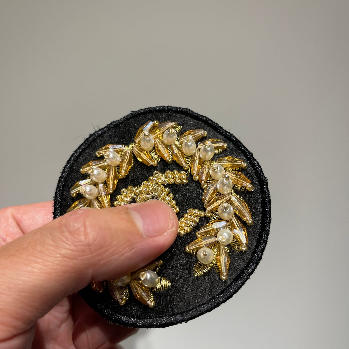 Gold Beaded Designer Circle Patch | Luxury Inspired Embellishment