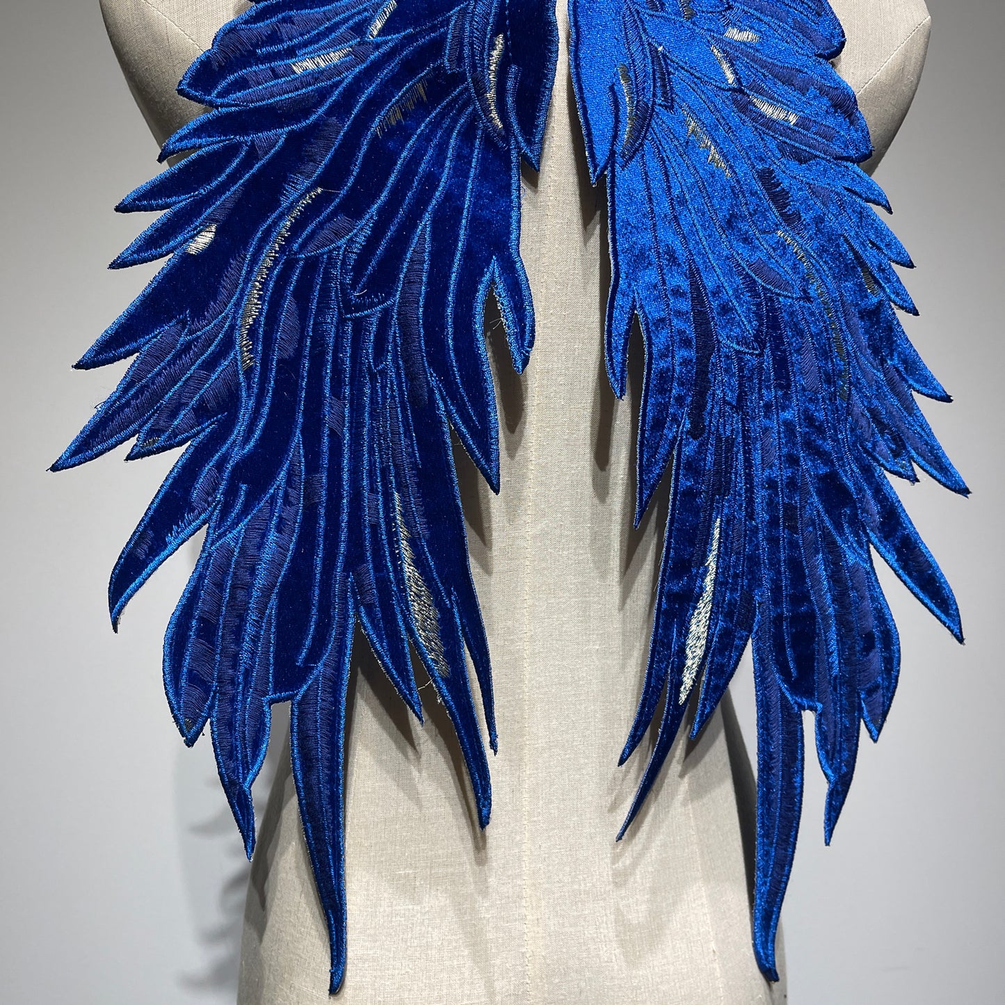 Large Blue Angel Wings Sew On Patch | Heavenly Embroidered Applique for DIY Projects